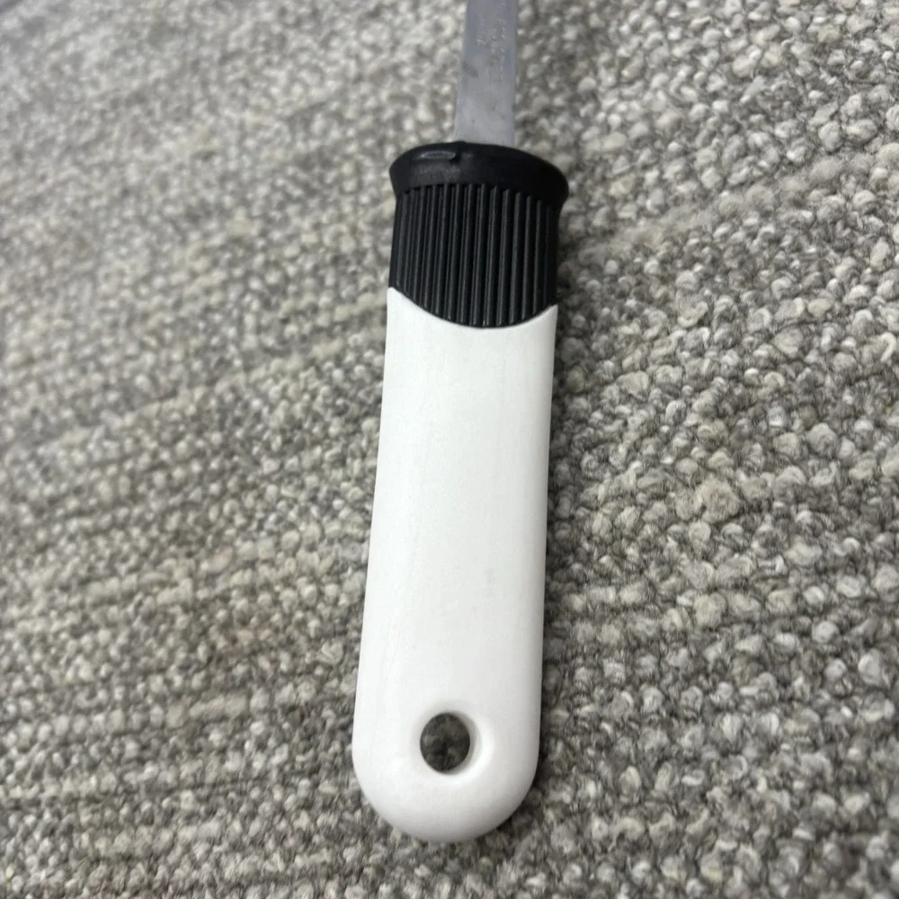 Vintage Ekco Slotted Spoon Stainless Black And White Handle Serving 13